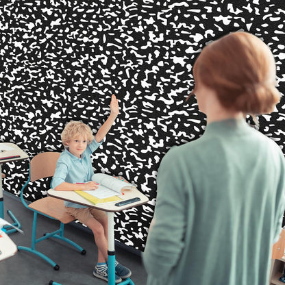 Drydiet Composition Notebook Bulletin Board Roll 1. 4 x 10 Ft/ 17 x 120 Inches, Peel and Stick Composition Classroom Decor, Back to School Black and White Bulletin Board Paper Background Waterproof