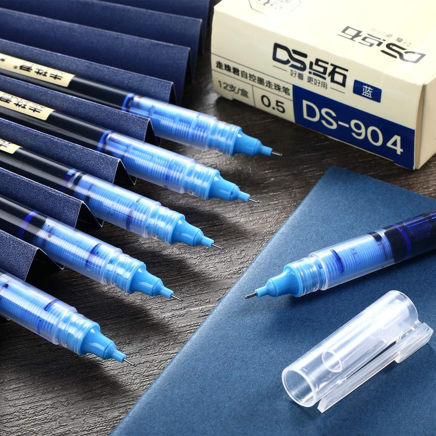 Frienda 12 Pieces Rolling Ball Pens 0.5 mm Japanese Quick Drying Fine Point Pens Liquid Ink Smooth Writing for Office Student Back to School Supplies(Multicolor)