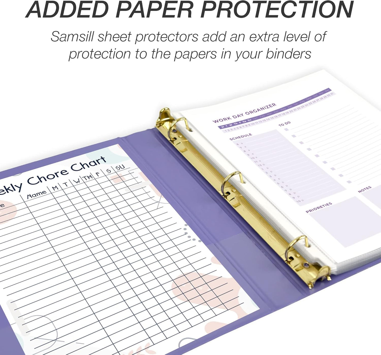 Samsill Durable 4 inch 3 Ring Binder, D Ring Binder, 100% Recycled Chipboard, Black, 2 Pack