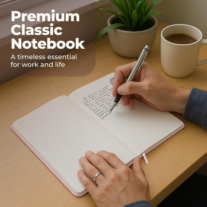 Classic Lined Journal Notebook 8.5x11" A4 Hardcover Leather - Brown - 200 Pages College Ruled Large with Sticky Tabs, Pockets, and Pen Loop for Writing and Journaling - Big Hardback Men and Women