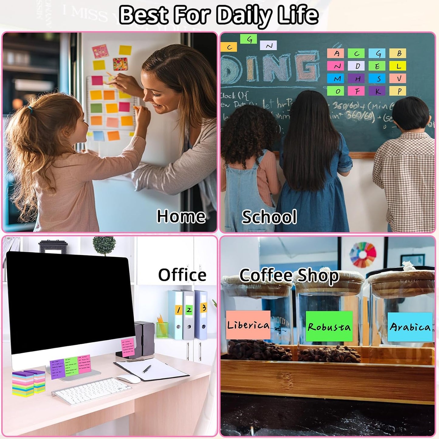 100 Pack Sticky Notes Bulk 3 x 3 in Self-Stick Note Pads Colorful Posted Note in 20 Colors Adhesive Paper Memo 50 Sheets/Pad Easy to Post for Office Home School Meetings Notebook Wall Door Window