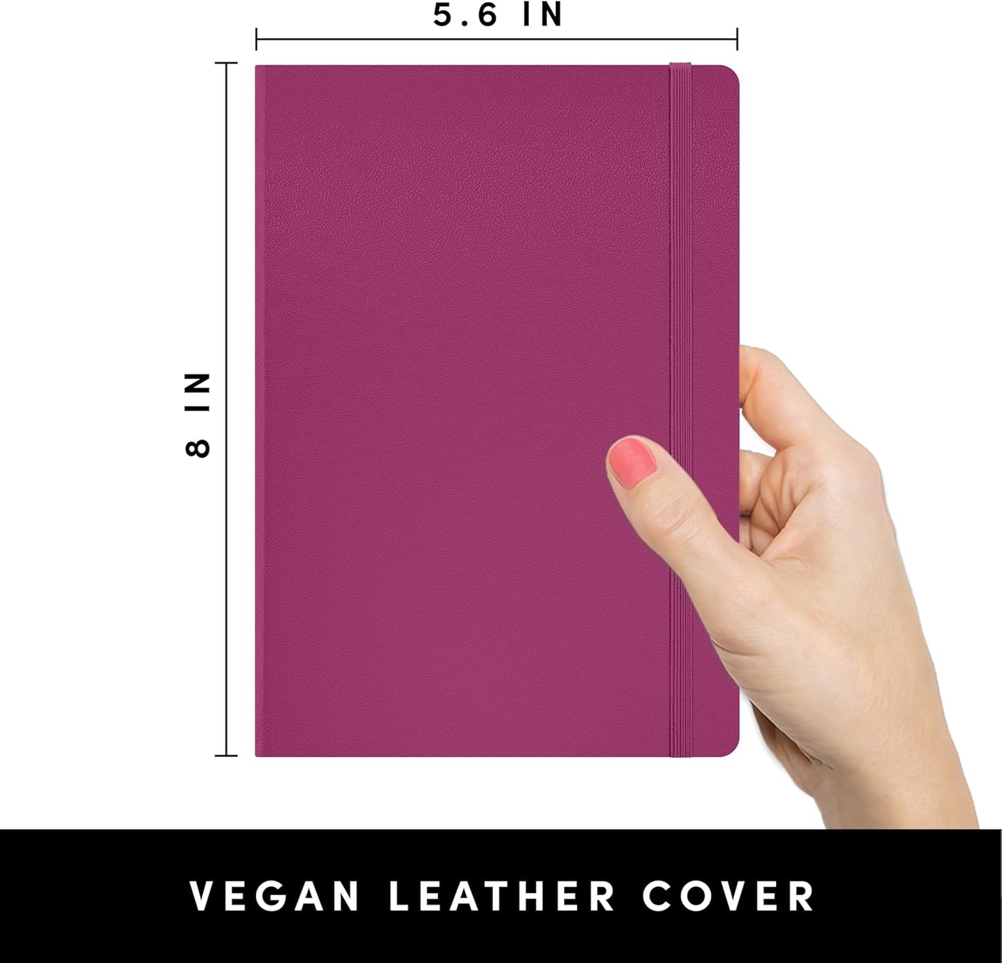 PAPERAGE Lined Journal Notebook, (Black), 160 Pages, Medium 5.6 in x 8 in - 100 GSM Thick Paper – Hardcover Journaling Notebook for Work, School & Note Taking