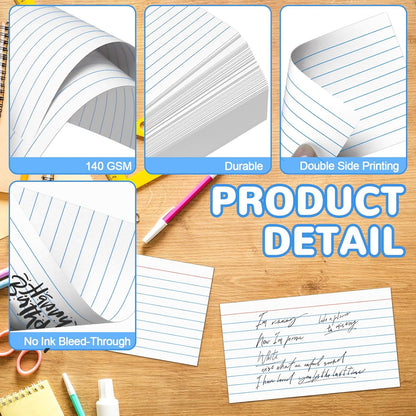 BIGNC Index Cards 3x5, 320 Pack Ruled Flash Cards, Note Cards 3x5 Lined, Flash Cards for Studying Note Taking and To Do List Double Side Lined, White