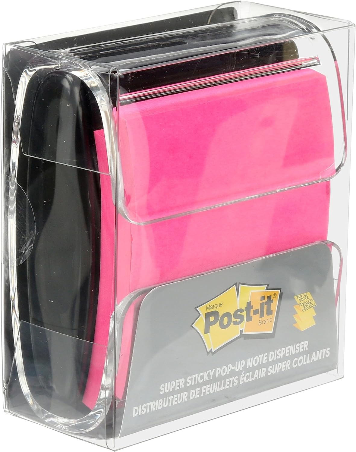 Post-it Pop-up Notes Dispenser, 3x3 in, Black Base Clear Top, Pack Includes Dispenser and a 45-Sheet Pad of Pop-up Notes (WD-330-BK)