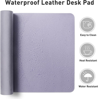 Aothia Non-Slip Waterproof PU Leather Desk Pad Protector for Mouse, Writing Desk, Office, Home, Laptop Blotter, 23.6" x 13.7", Black - Colors A