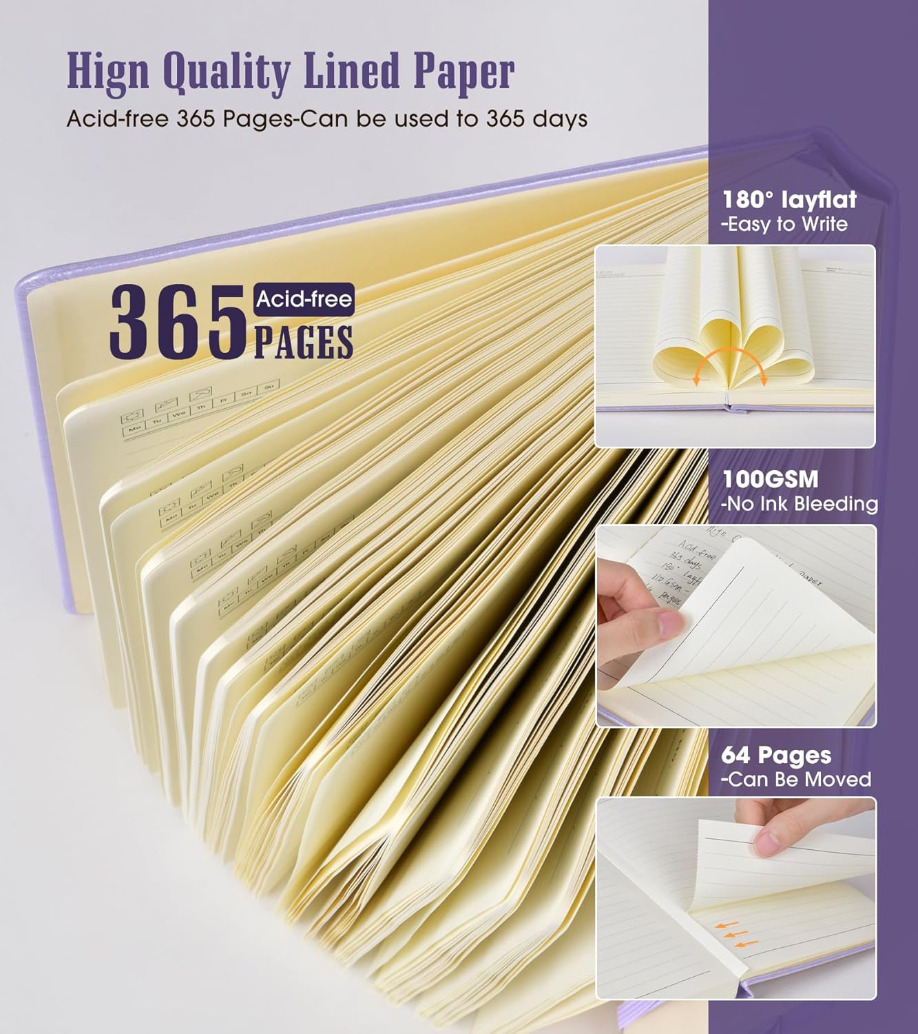 Lined Journal Notebook -365 Pages A5 Thick Journals for Writing Ruled Notebook, Hardcover Leather Journal for Women Men Daily Journal Notebook for Work, Note Taking, 100Gsm Lined Paper( 5.75'' X 8.38'' Green)