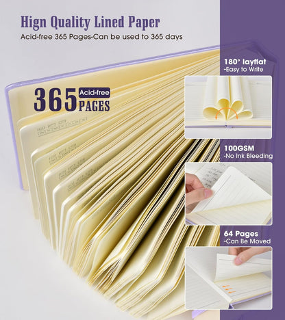 Lined Journal Notebook -365 Pages A5 Thick Journals for Writing Ruled Notebook, Hardcover Leather Journal for Women Men Daily Journal Notebook for Work, Note Taking, 100Gsm Lined Paper( 5.75'' X 8.38'' Green)