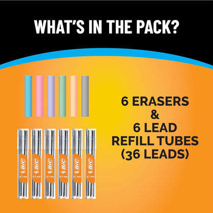 BIC Break Resistant Mechanical Pencils with Erasers, No. 2 Medium Point (0.7mm), 4-Count Pack Pencils for School or Office Supplies, Lead and Eraser Refills