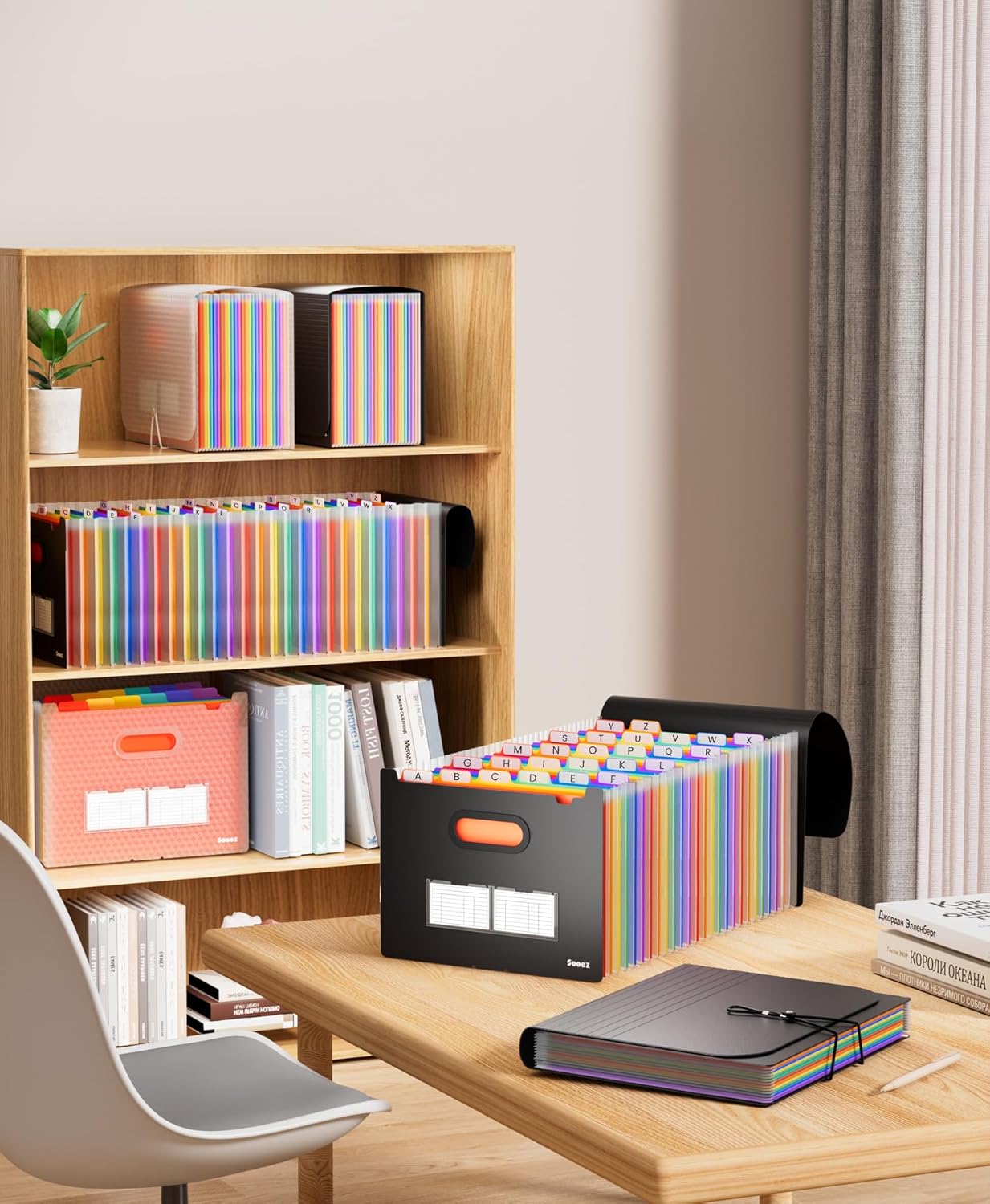 Sooez Upgraded Accordion File Organizer, Expanding File Folder with Deeper 12 Pockets - Never Cover Up Index Tabs, Monthly Bill Paper Receipt Document Organizer, Letter A4 Size for Home Office School