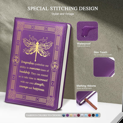 Dragonfly Gifts for Women,Journal for Women,A5 Hardcover Leather Journal - 200 Pages Premium Paper Notebook, Journal Notebook for School, Work (Dragonfly Pink)