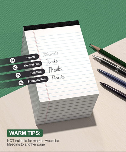 Legal Pads 4x6 Inch College Ruled Small Notepads Writing Note Pads for Work Study Taking Notes To do List, 30 Sheet/Pad Tear-Off Lined Paper Pads Memo & Scratch Pads for Office Home Car School, 8 Pack