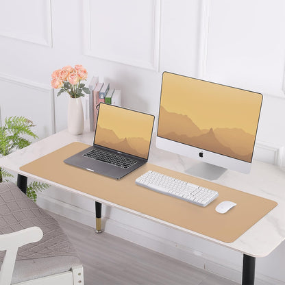 Large Desk Mat 47.2" x 17" Leather Desk Pad Protector with Natural Cork & PU Leather, Non-Slip Office Desk Mat, Large Mouse Pad, Waterproof Desk Blotter pad for Office&Home(Black)
