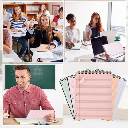 MotiMind 10 Pack 8.5" x 11" Top Spiral Notebook with 3 Hole Punched Morandi Colors Legal Pads College Ruled Notepad 50 Sheets Hard Cardboard Paper Wirebound Notepad for Office School Business