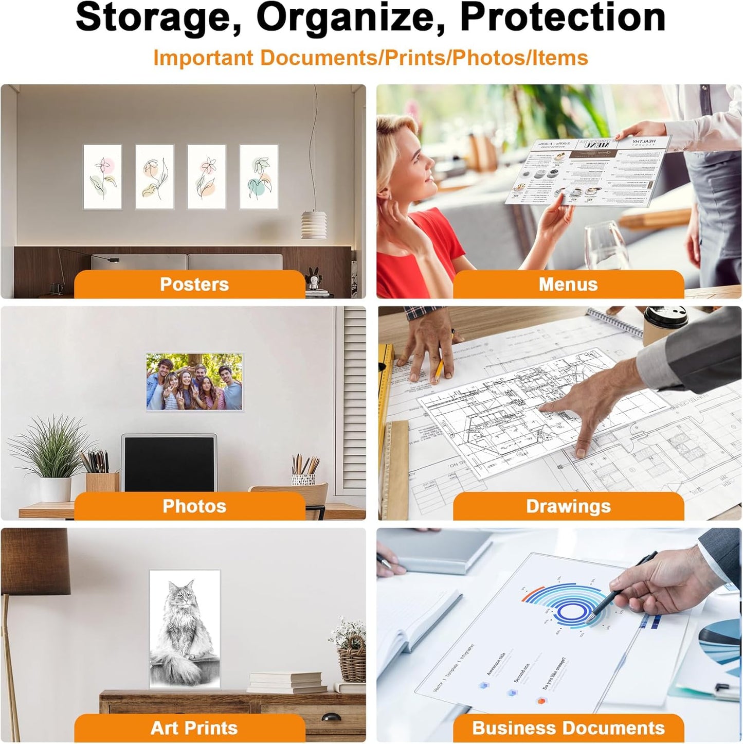 Ndsox 5 Pack 8.5" x 11" Rigid Print Protectors Clear Hard Plastic Sheet Protectors Top Loading for Birth Certificates, Documents, Posters, Photos, Meuns, Heavy Duty No-Hole Plastic Document Sleeves