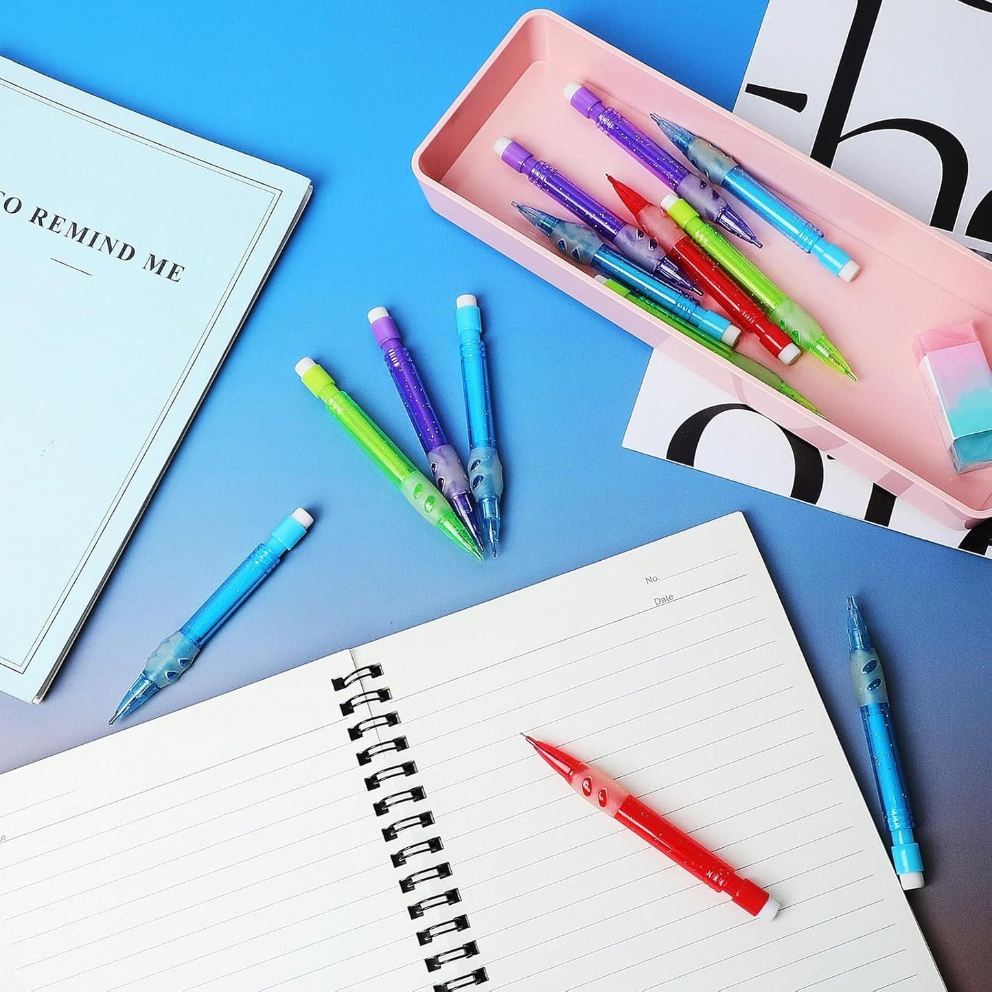 Gersoniel Assorted Mini Mechanical Pencils 0.7 mm Automatic Pencils with Mini Erasers Pens Stationery Supplies for Home Office School Writing Drawing Drafting(16 Pieces)