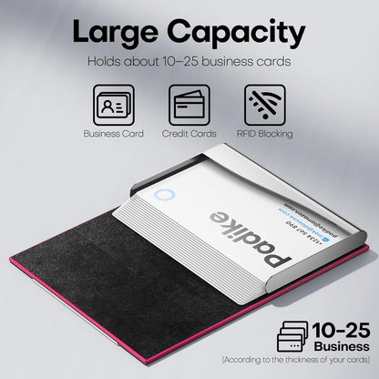 Padike Business Card Holder/ Case Professional PU Leather & Stainless Steel Multi Wallet Credit Card ID Case/Holder for Men & Women. (Black)
