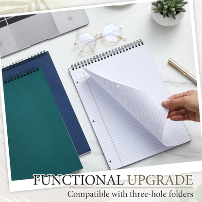 MotiMind 10 Pack 8.5" x 11" Top Spiral Notebook with 3 Hole Punched Morandi Colors Legal Pads College Ruled Notepad 50 Sheets Hard Cardboard Paper Wirebound Notepad for Office School Business