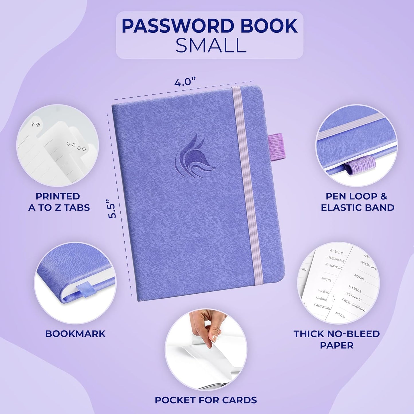 Clever Fox Password Book with alphabetical tabs. Internet Address Organizer Logbook. Small Pocket Password Keeper for Website Logins (Orange)