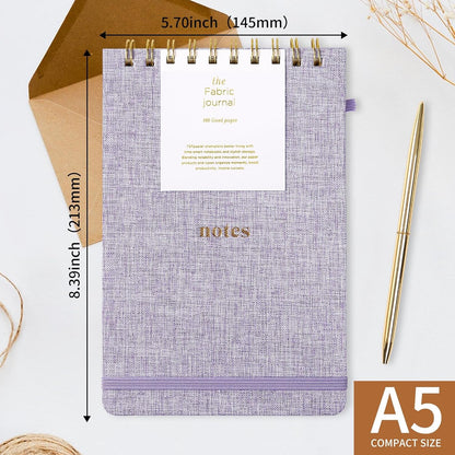 A5 Top Spiral Notebook – Hardcover Journal 160 Pages 100 GSM Thick Paper With Elastic Band & Pen Holder Steno Pads College Ruled Writing Notebooks for Work School Travel Pink