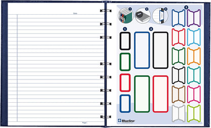 Blueline NotePro™ Executive Notebook, Indexing System, Refillable, Hard Cover, 9.25" x 7.25", 150 Ruled Pages, Indigo Blue (A7150.BLU)