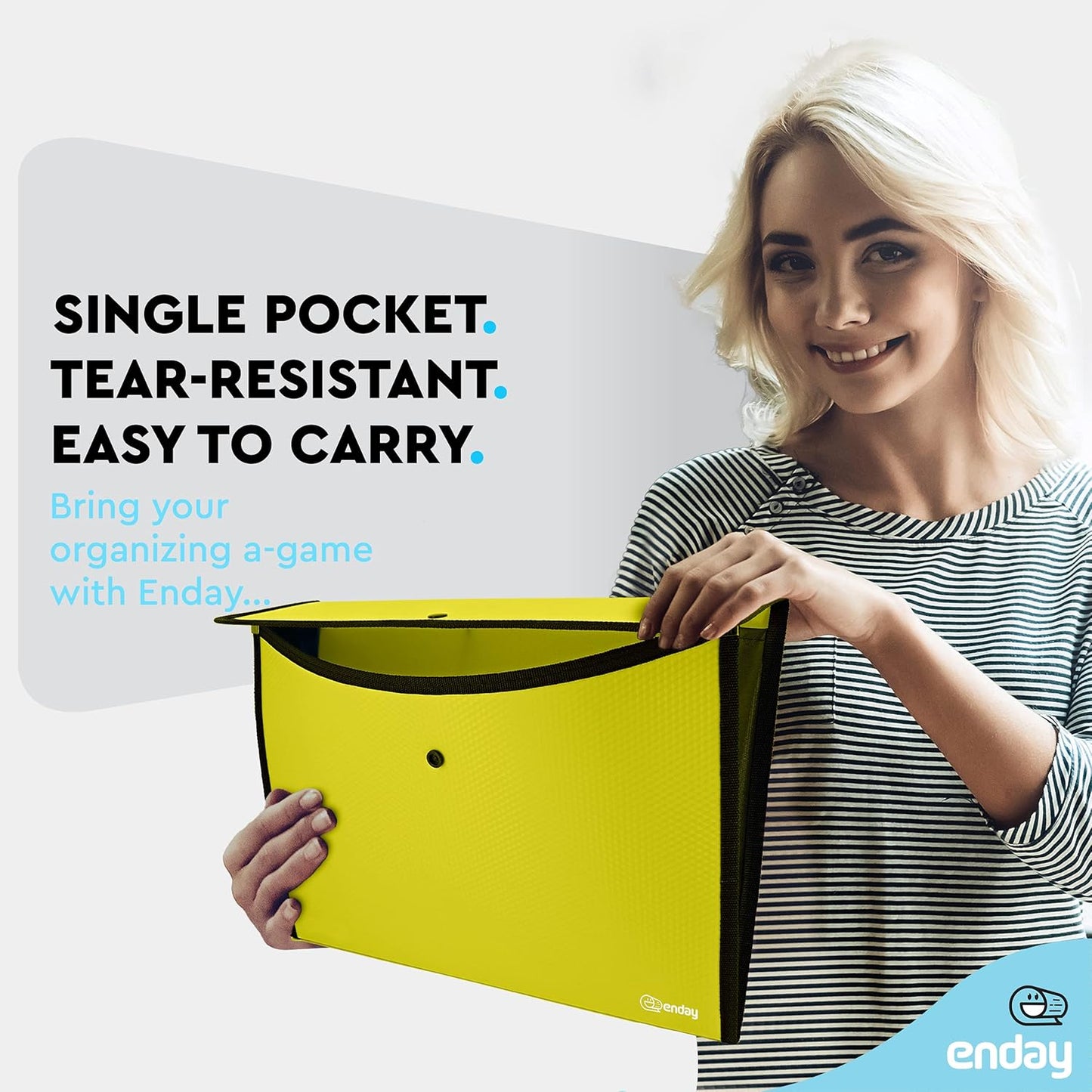 Square Flap Document Holder Blue, Expanding File Folder, A4 Letter Size Reusable Filling Envelopes, Snap Closure Wallet File Pouch Also Available in Pink, Purple, Green, Red, Grey, 1 Pc– By Enday
