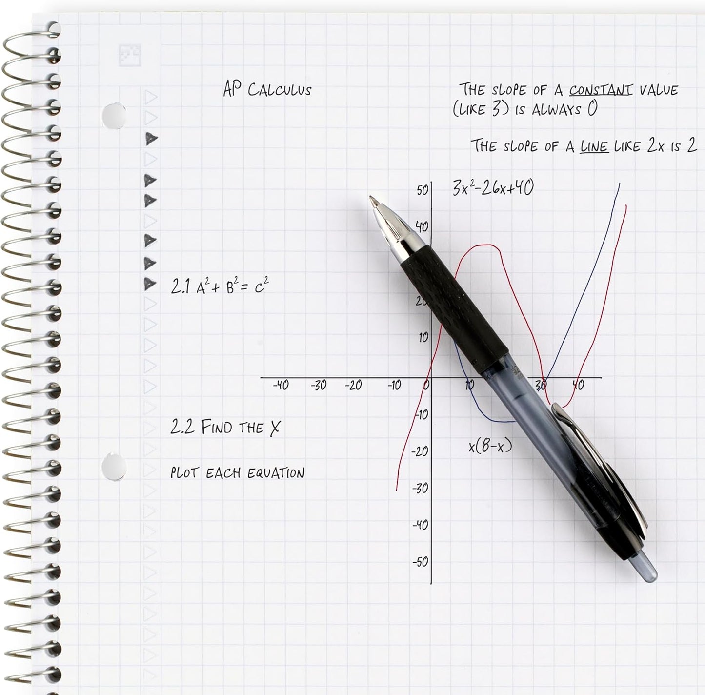 Five Star Spiral Notebook + Study App, 1 Subject, Graph Ruled Paper, 8-1/2" x 11", 100 Sheets, Fights Ink Bleed, Water Resistant Cover, Tidewater Blue (06190AA4)