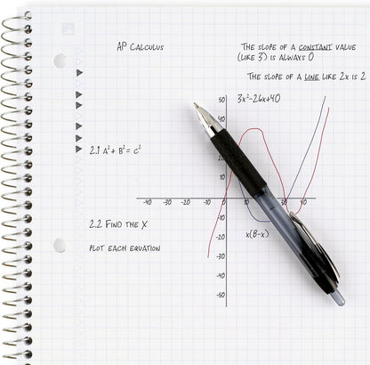 Five Star Spiral Notebook + Study App, 1 Subject, Graph Ruled Paper, 8-1/2" x 11", 100 Sheets, Fights Ink Bleed, Water Resistant Cover, Tidewater Blue (06190AA4)