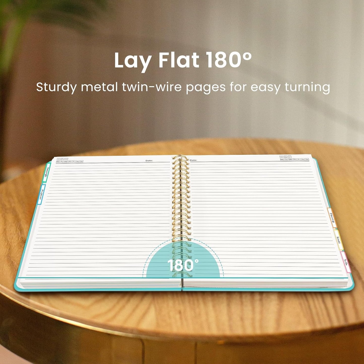 Hardcover Spiral Journal Notebooks for Work With Removable Dividers & Tabs, 8.5"x11" 5 Subject Notebook for Note Taking & Organizer, A4 College Ruled Lined Journal for Women & Writing, Aquamarine, 280 Pages