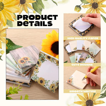 9 Pads Wildflower Sticky Notes 3x3 Inch Cute Self Stick Notepads Notes Adhesive Memo Pad Office Decor Gifts for Students School Teacher Meeting Office Supplies