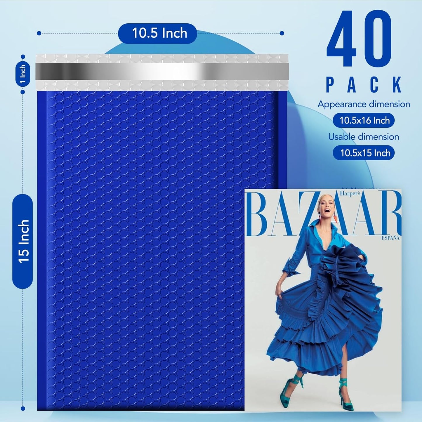 Fuxury Bubble Mailers 10.5x16 Inch 40 Pack Self Seal Padded Envelopes Waterproof Mailing Envelopes Bubble Padded Cushioning Padded Mailers Bubble Bags for Packaging Small Business Large #5 Black