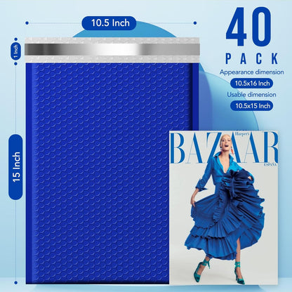 Fuxury Bubble Mailers 10.5x16 Inch 40 Pack Self Seal Padded Envelopes Waterproof Mailing Envelopes Bubble Padded Cushioning Padded Mailers Bubble Bags for Packaging Small Business Large #5 Black