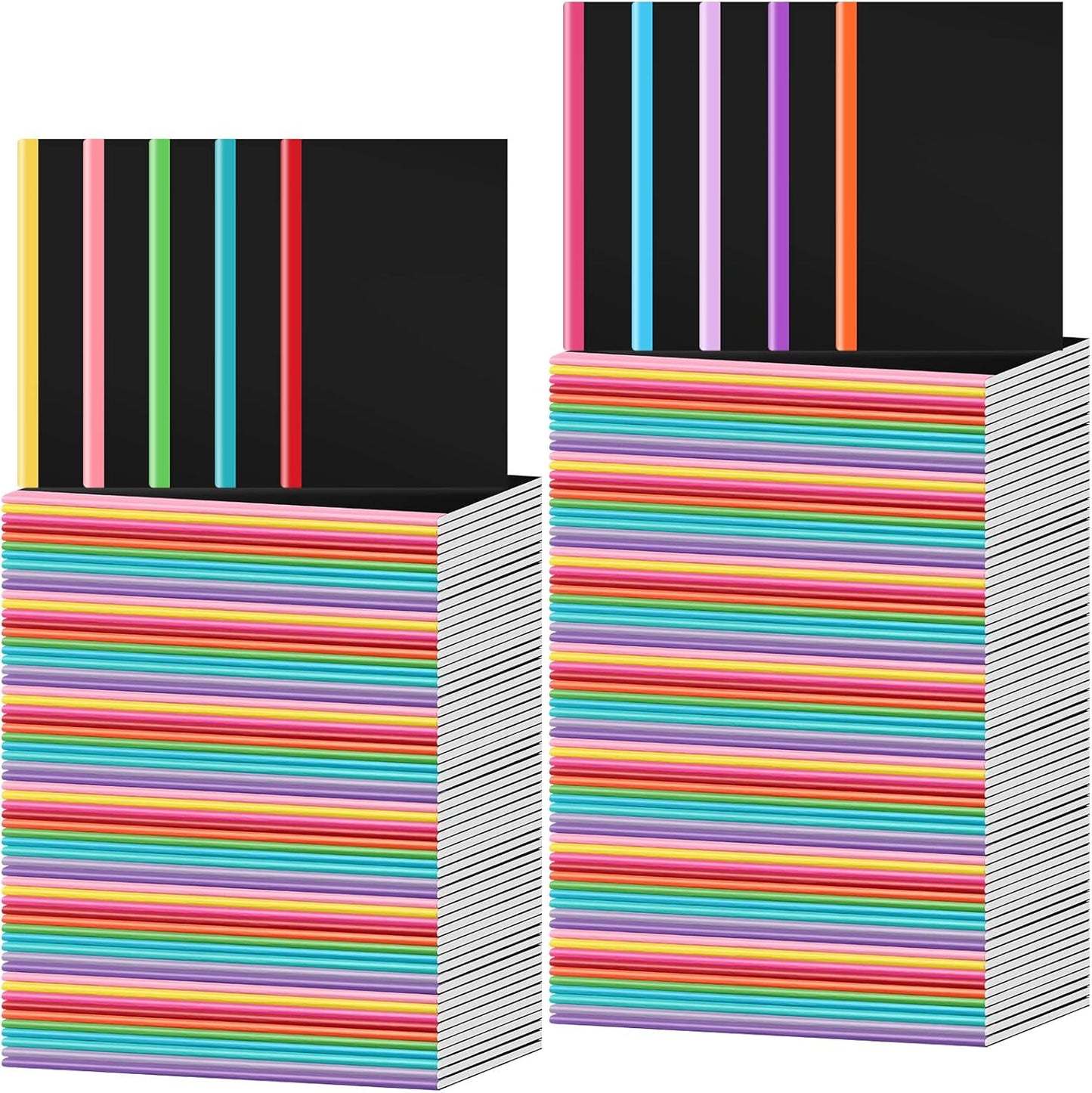 Handepo 100 Pack A5 Composition Notebooks 72 Pages/36 Sheets Ruled Lined Composition Kraft Notebooks Bulk Soft Cover Journals Travel Memo for Students Classroom Office Supplies(a5, Colourful)