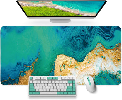 Large Mouse Pad for Desktop, Cute Desk Mat Pad Protector for Work & Gaming, Aesthetic Pretty Anti-Slip Laptop Blotter Cover for Office School Home Supplies, Wildflowers, 31.5" x 11.8"