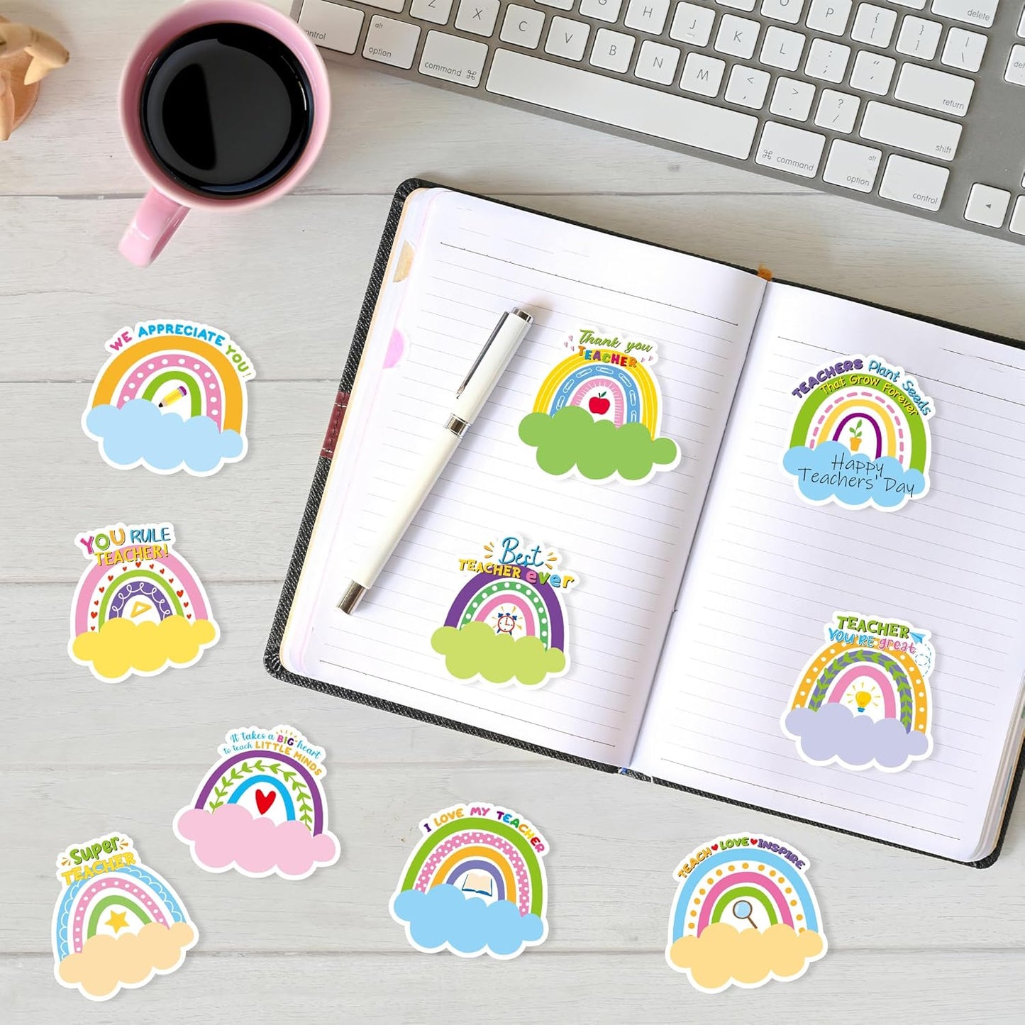 Xqumoi 30 Pack Teacher Sticky Notes - Funny Coffee Cup Self Sticky Notepads Writing Memo Pads for Teacher Appreciation Back to School Office Supplies Coffee Lover Gift Party Favors Goodies Bag Fillers