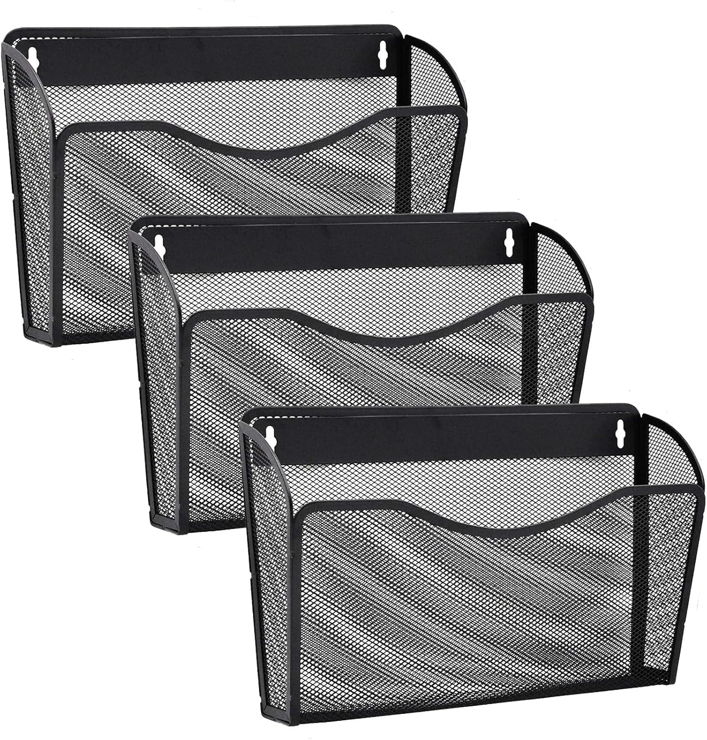 Gawerk 3 Pack Wall File Organizer, Mesh Wall File Pocket Mail Organizer Hanging Metal Vertical Wall Mounted File Holder for Office/Home