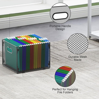 samstar 2 Pack Hanging File Organizer, Mesh File Folder Box Filing Box File Cabinet Organizer Storage Boxes, Letter Size