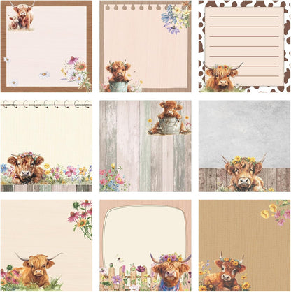 9 Pads Wildflower Sticky Notes 3x3 Inch Cute Self Stick Notepads Notes Adhesive Memo Pad Office Decor Gifts for Students School Teacher Meeting Office Supplies