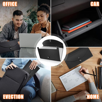 Expanding Accordion File Folder with Tabs and Elastic Closure, 13 Pocket File Organizer for A4 Documents, Receipt & Bill Organizer, Portable Document Holder for Home Office School Travel, Black 3 Pack