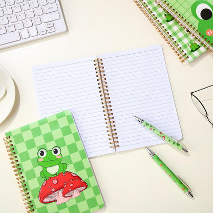 Resurhang 6 Pack A5 Composition Notebook Marble Spiral Notebooks Preppy Cute Aesthetic Hardcover Ruled Composition Books with Ballpoint Pens for School Day Classroom Prize, 5.8 x 8.3 Inch