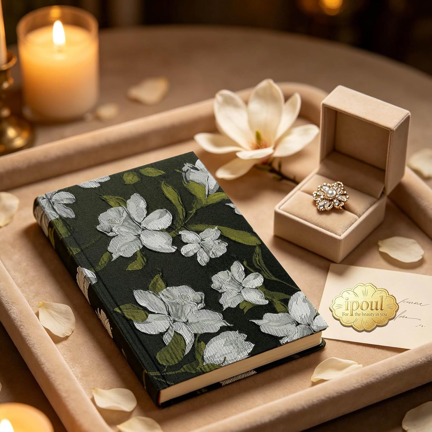 ipoul Flower Notebook, A5, 6x8, Hardcover, Lay Flat, Lined Paper, Journal for Women, Writing Notebook, Pretty, Hibiscus, Pink, Birthday Gifts for Women, Wedding Shower Gifts, Mothers Day Gift