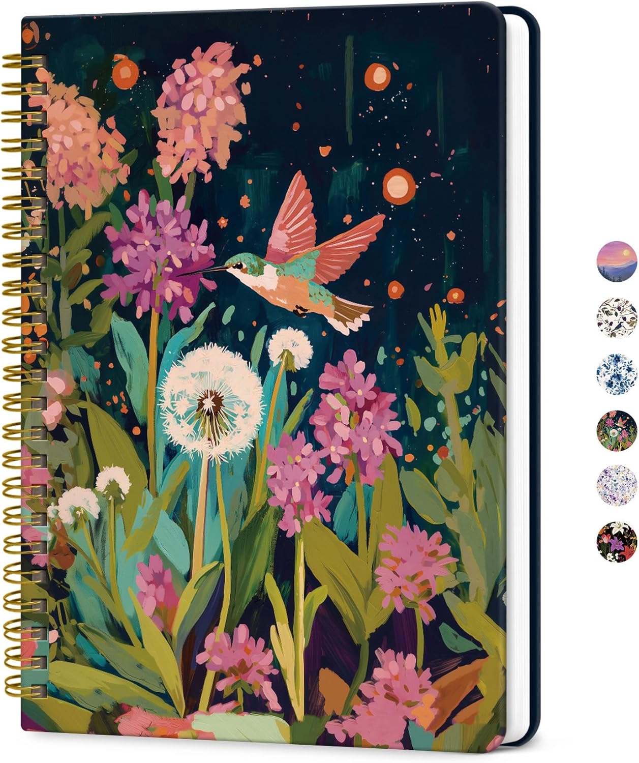 ZOTIA Lined Spiral Journal for Women, A5 Pretty Hardcover Notebook for Work, School & Office Writing, Aesthetic Writing Journal College Ruled, 140 Pages, 5.8" x 8.3", Twilight Bloom