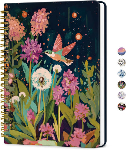 ZOTIA Lined Spiral Journal for Women, A5 Pretty Hardcover Notebook for Work, School & Office Writing, Aesthetic Writing Journal College Ruled, 140 Pages, 5.8" x 8.3", Twilight Bloom