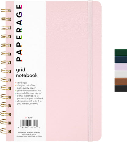 PAPERAGE Lined Spiral Journal Notebook, (Black), 160 Pages, Hardcover Journal for Women & Men, Medium 5.5 in x 8 in - 100 GSM, Thick Paper, Spiral Notebook for Work, School & Journaling