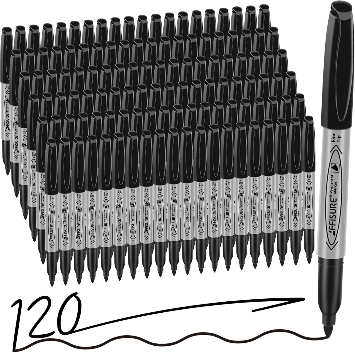 Permanent Markers, Ultra Fine Point, Black, 75 Count, 0.4mm, Fine tip permanent marker set, quick dry, waterproof, fading resists, durable, marks on paper, glass, ceramic, plastic, wood, rock, metal