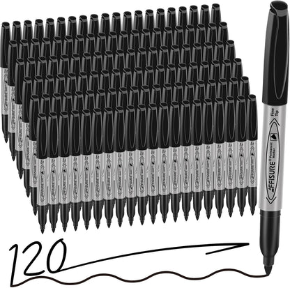 Permanent Markers, Ultra Fine Point, Black, 75 Count, 0.4mm, Fine tip permanent marker set, quick dry, waterproof, fading resists, durable, marks on paper, glass, ceramic, plastic, wood, rock, metal