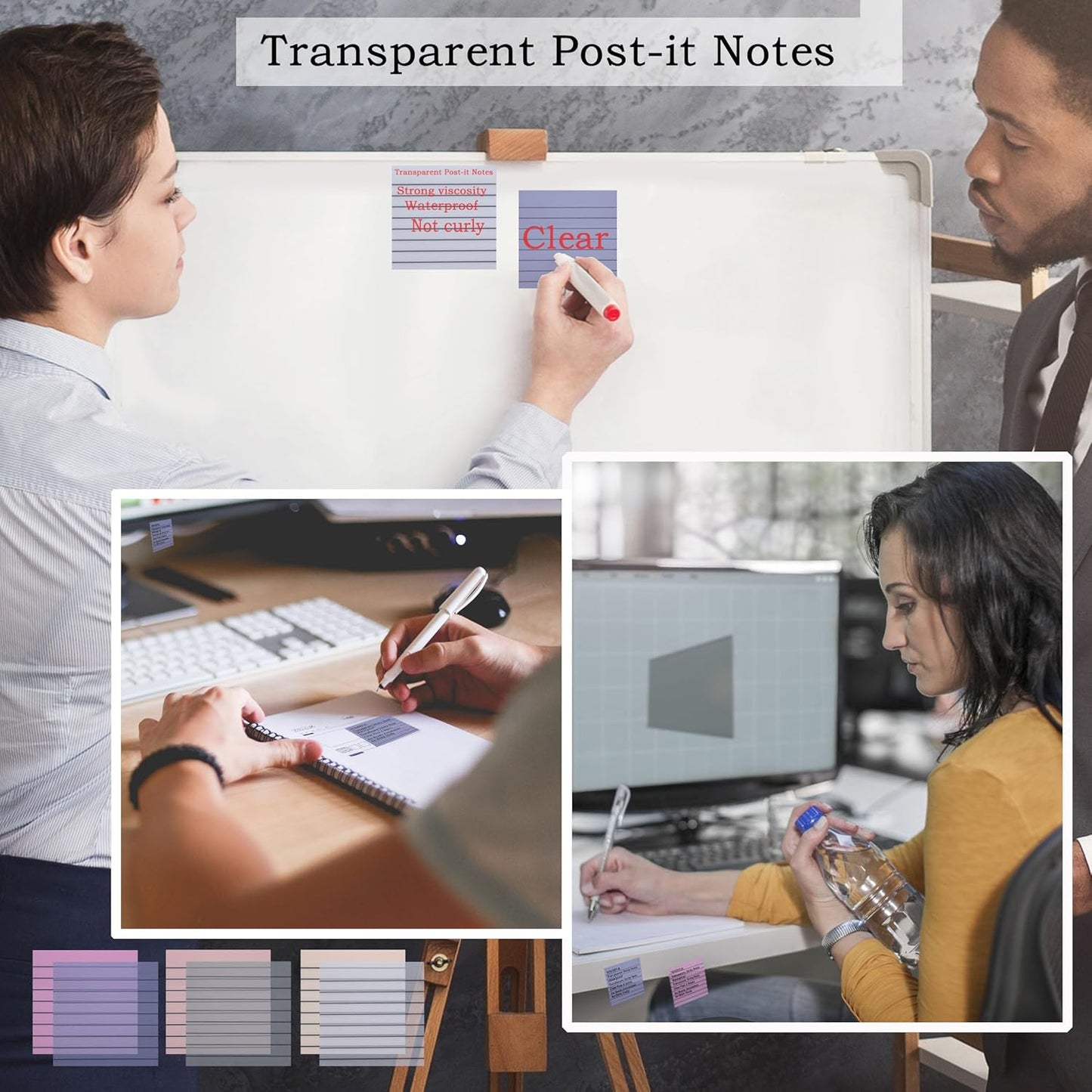 YOUDEFUL 1600pcs Translucent Sticky Note Tabs, Morandi Page Markers for Annotating Books,Repositionable Book Flags Tabs Strip with Binders, Clear Sticky Notes,Page Tabs,Index Tabs