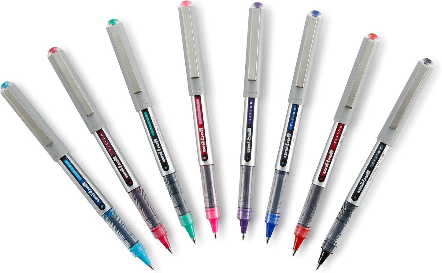 uni-ball Vision Stick Roller Ball Pens, Fine Point, Black Ink, Pack of 4