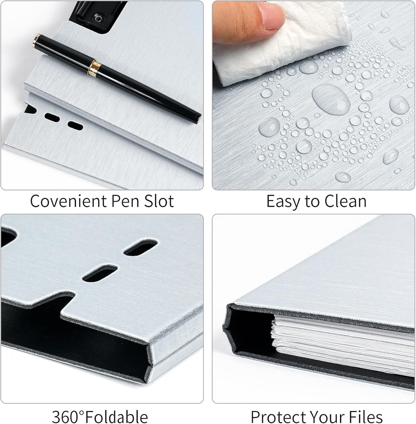 A4 Clipboard Folder,10 Pack Foldable Clipboards with Pocket for Business,Office,School or Restaurant (Black)