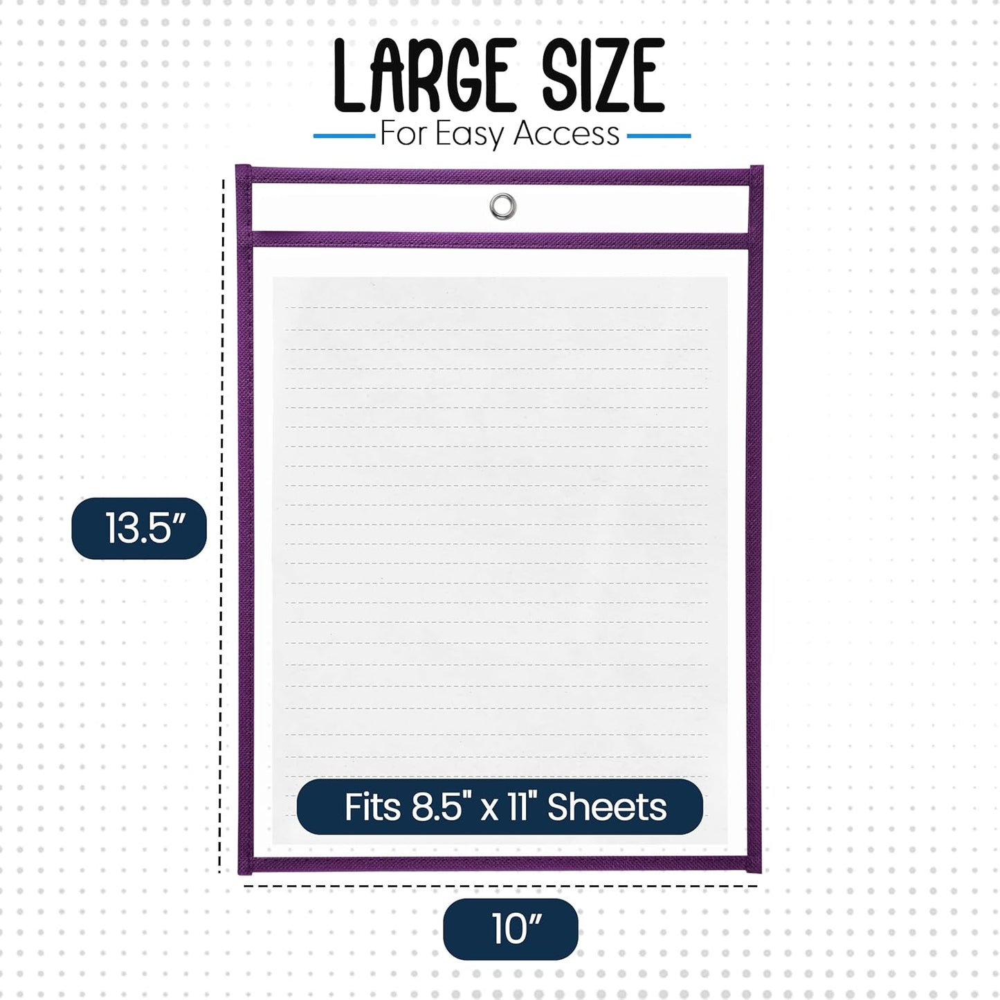 Essex Wares - 6 Pack, Assorted, Dry Erase Pocket Document Protectors, 10" Wide x 13.5" Tall- Dry Erase Clear Plastic Sleeves - Reusable & Easy Erase Plastic Invoice Holders, Water-Resistant & Durable