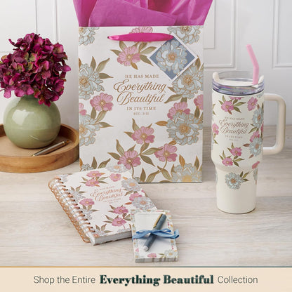 Christian Art Gifts Compact Magnetic Notepad & Medium Ballpoint Pen Set: Trust in the Lord Inspirational Scripture, Shopping Lists, Memos, Reminders, 70 Lined Easy Tear-off Sheets, Purple/Teal Floral